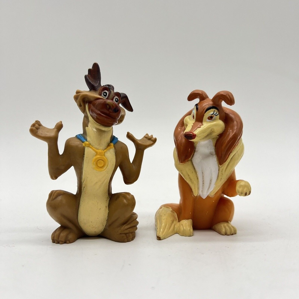 All Dogs Go To Heaven Charlie & Flo PVC Figure 1989 Wendy's Kids Meal Lot Of‎ 2